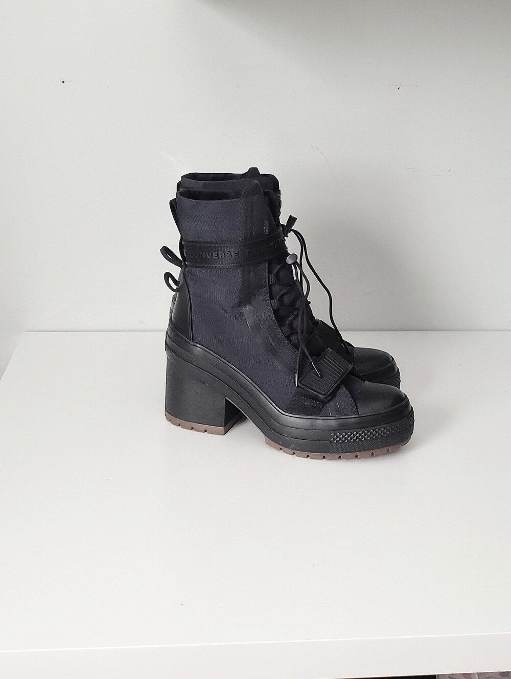 Converse Black Chuck Taylor All Star GR82 Chunky Heel Boots Size 7.5 - Picture 6 of 11